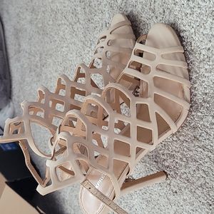 Nude caged heels